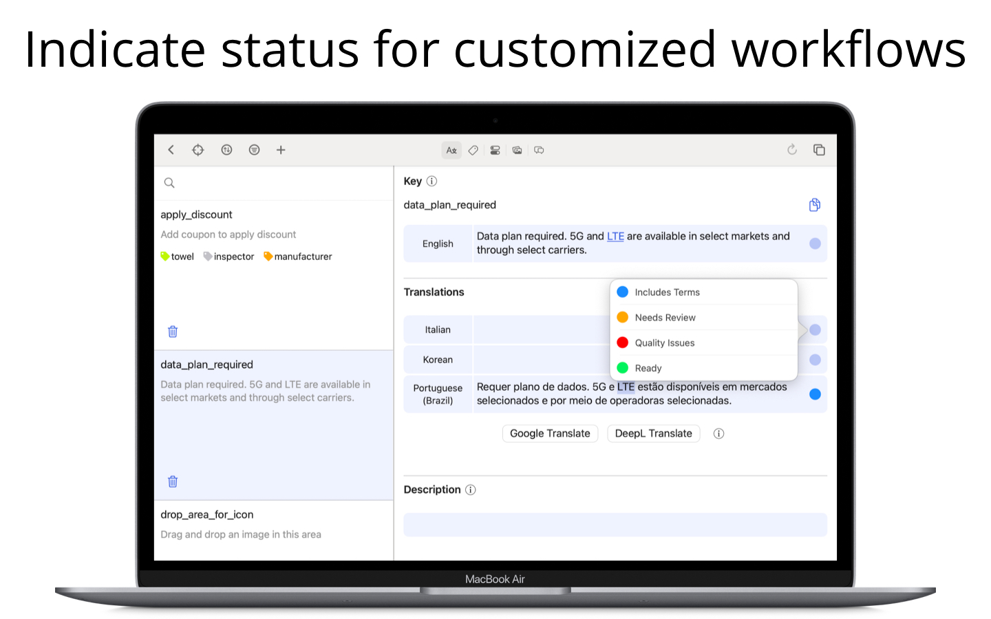 Use status to customize workflows